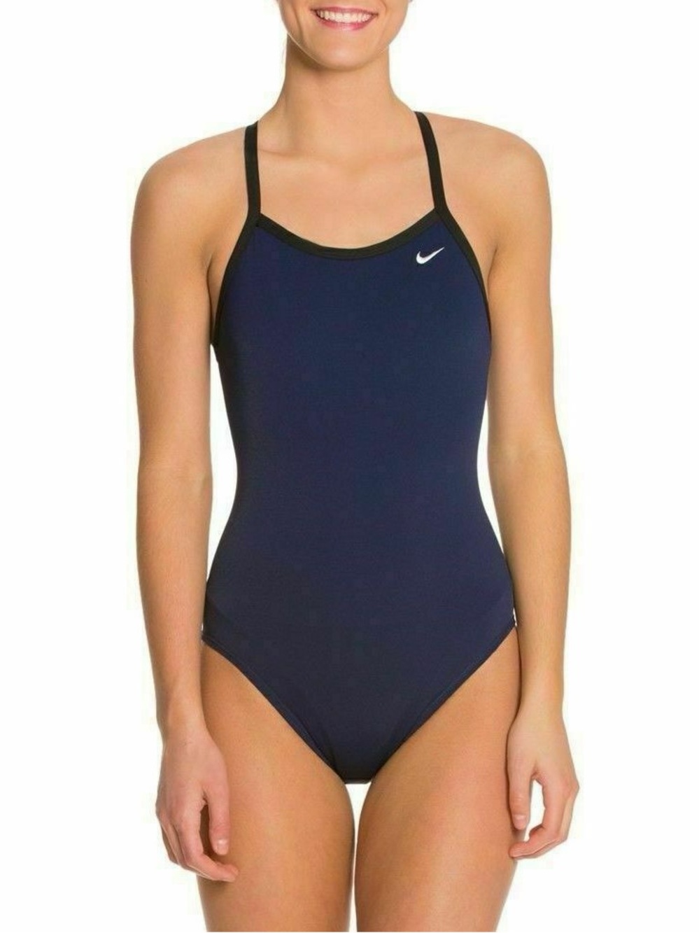 Nike Navy Polyester Swimsuit with Black Trim